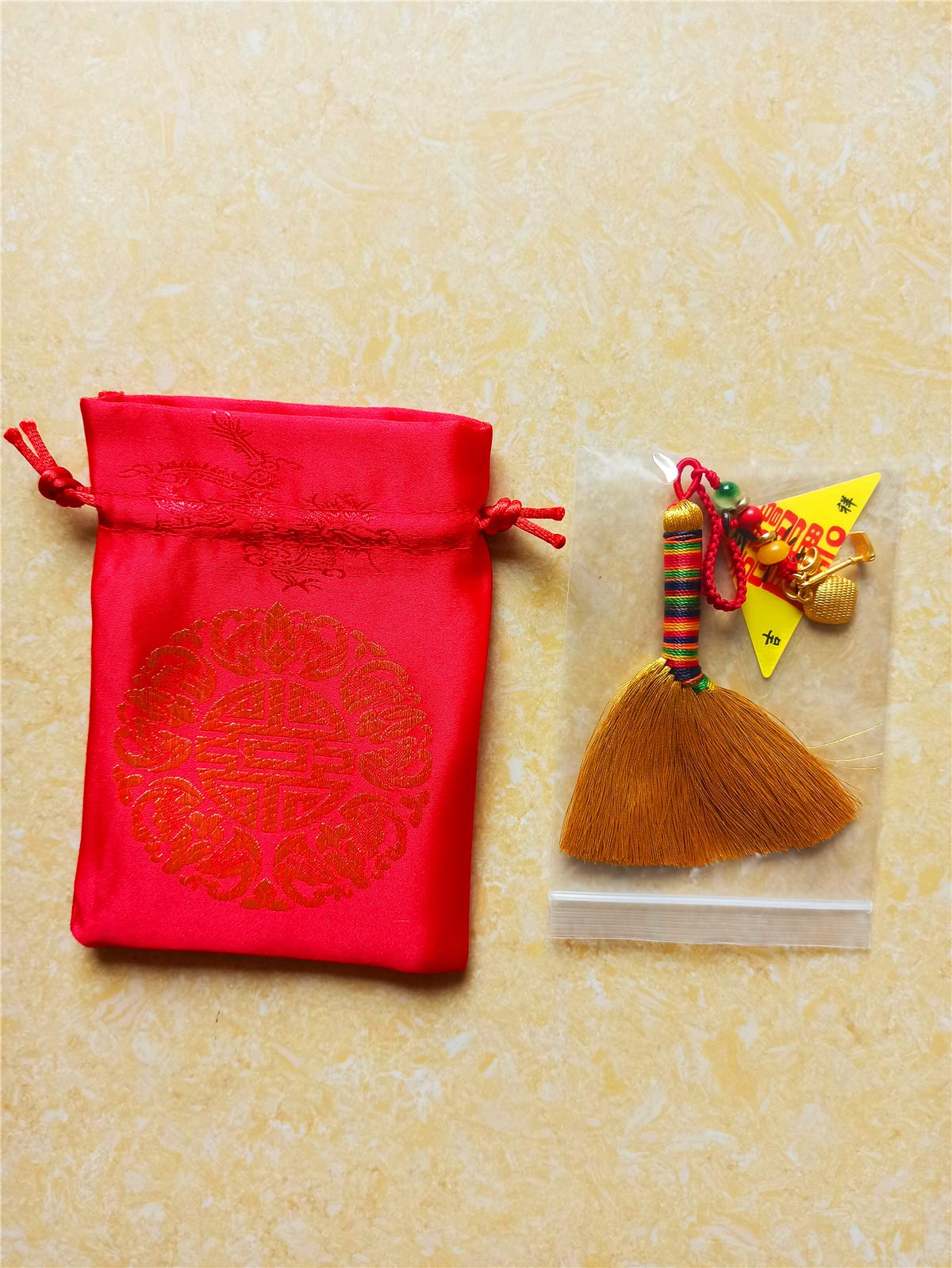 Amazon.co.jp: Zzooi 中国ミニ吉祥 ゴールデンほうき 悪運を掃く 幸運